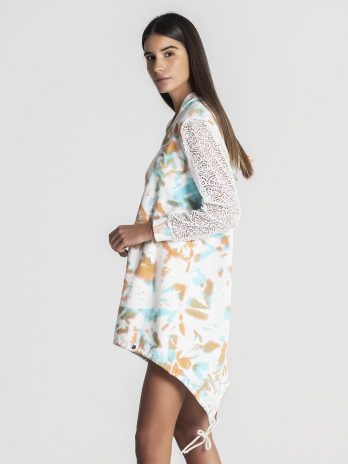 Vestido/sweat tie dye com renda