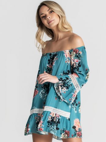 Túnica estampada com crochet