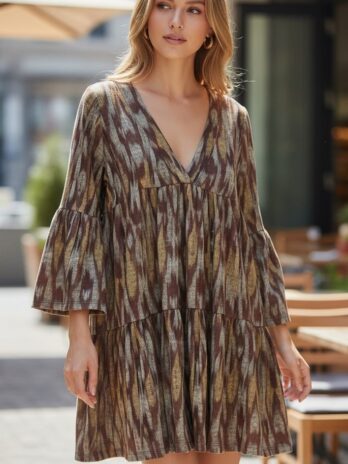 Vestido curto manga larga