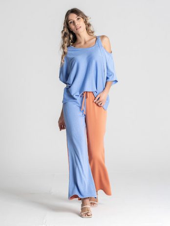 Calças dupla cor c/ atilho