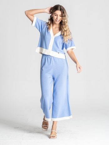 Calças cullote dupla cor