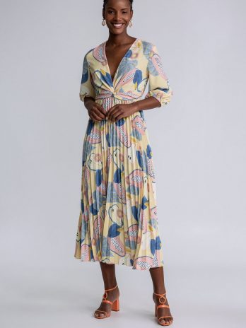 Vestido Plissado Com Laçada