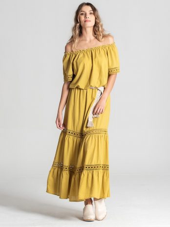 Saia Comprida Com Cinto Étnico