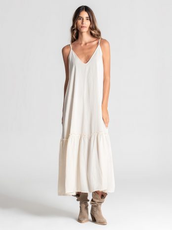 Vestido Comprido Alinhado Alças