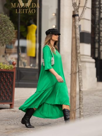 Vestido Assimétrico Com Folho Decote