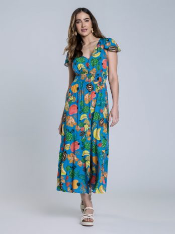 Vestido Manga Curta S/ Costas E Abertura