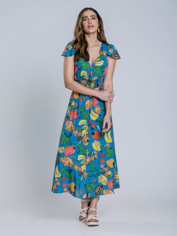 Vestido Manga Curta S/ Costas E Abertura