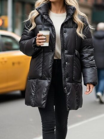 Casaco Metalizado C/ Enchimento Bolsos Big