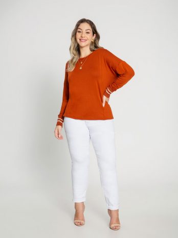 Camisola Manga Comprida C/ Punho Riscas Plus Size