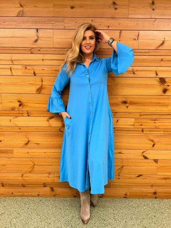 Vestido Camiseiro C/ Folho Manga