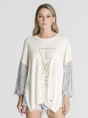 Camisola Love Mangas C/ Lantejoulas