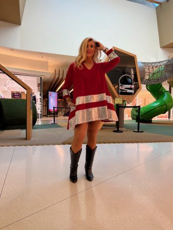 Vestido Algodão Assimétrico C/ Manga / Barra Lantejoulas