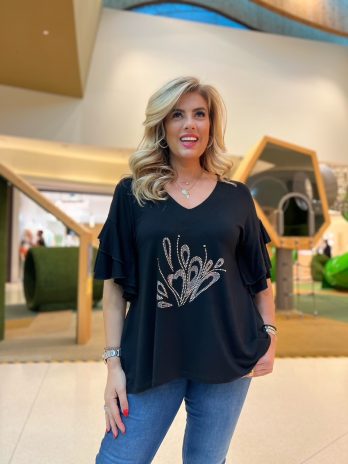 Túnica Manga Folho Duplo C/ Tachas