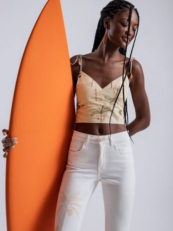 Calça Sarja Skinny Bordada