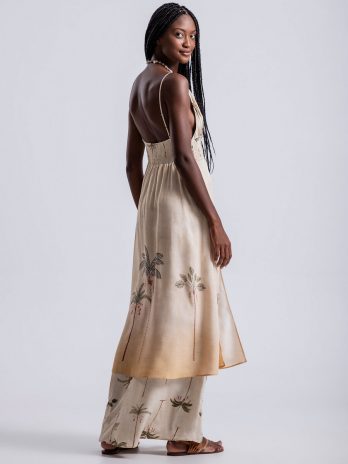 Vestido Alças Longo C/ Decote V C/ Sobreposição