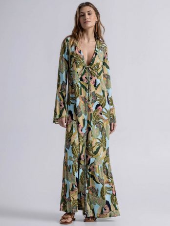 Vestido Longo Saída De Praia C/ Decote Profundo