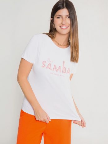 T-Shirt Slim Malha C/ Estampa Samba