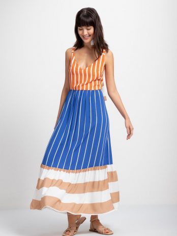 Vestido Comprido Viscose Estampado C/ Abertura Costas