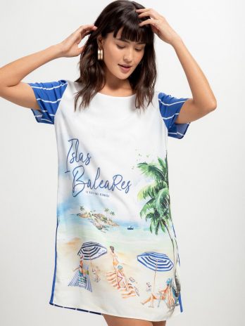 Vestido Curto Estampa Ilhas Baleares