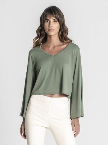 Camisola Decote V C/ Manga Boca Sino