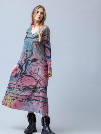 Vestido Decote V Abstrato