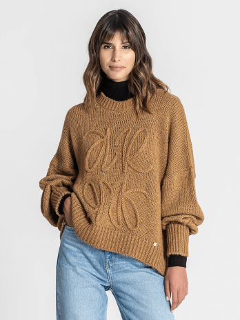 Camisola Oversize Bordada C/ Relevo