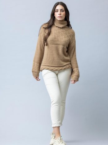 Camisola Gola Alta Tricotada C/ Relevos