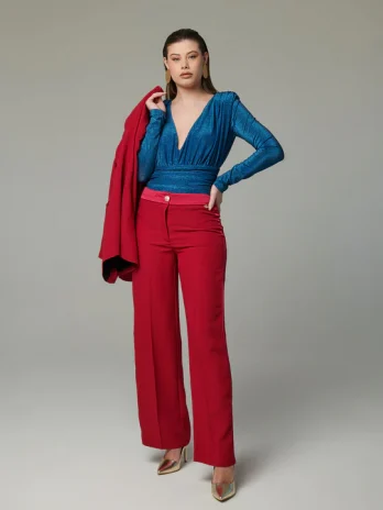 Body Lurex Decote Profundo Drapeado