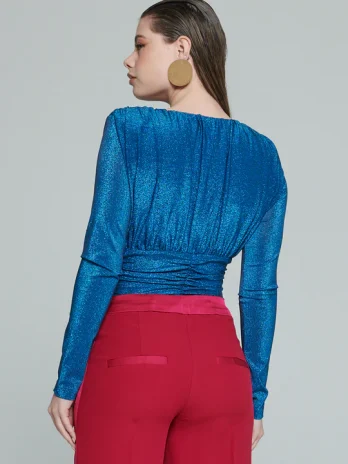 Body Lurex Decote Profundo Drapeado