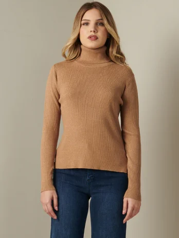 Camisola Canelada Lurex Gola Alta