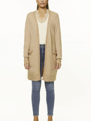 Cardigan Perolas Or C/ Bolsos