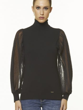 Camisola Gola Alta C/ Manga Tule