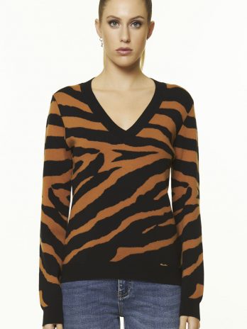 Camisola Animal Print Decote V