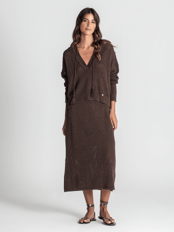 Camisola Lurex Perfurada C/ Capuz