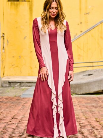 Vestido Licra Fria C/ Folhos Frente