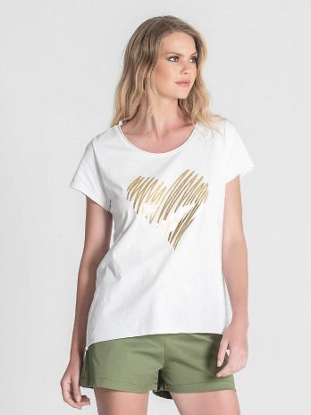 T-Shirt Coração Dourado