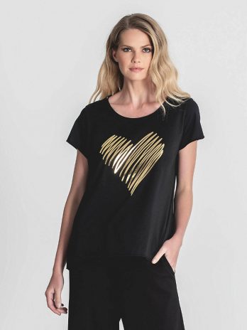 T-Shirt Coração Dourado