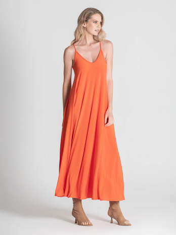 Vestido Decote V Alças Cruzadas Costas