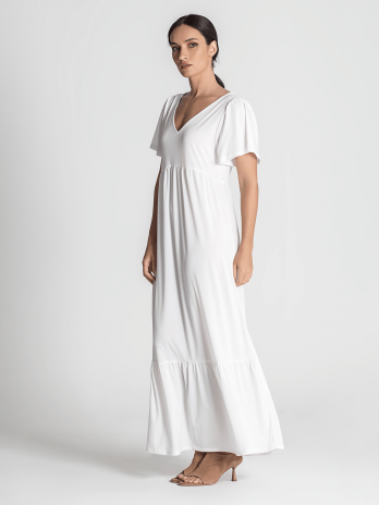 Vestido Manga Curta Decote V