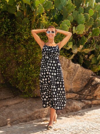 Vestido Estampado C/ Abertura / Peito Franzido