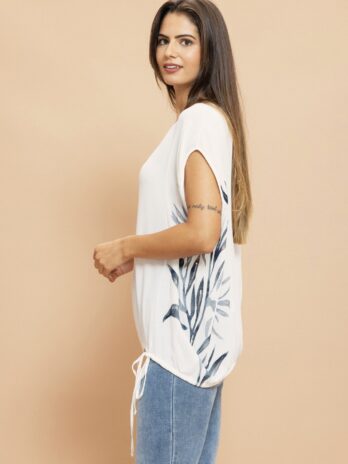 Blusa Crepe Laterais Estampadas C/ Atilho