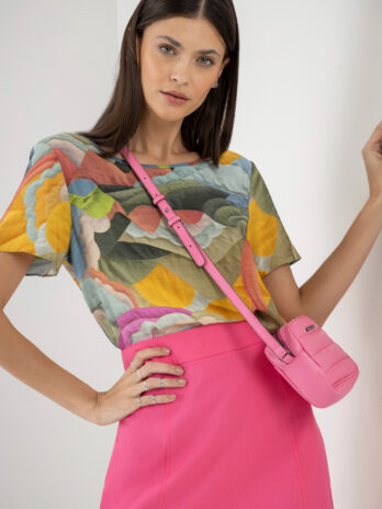 T-Shirt Manga Curta Viscose Estampada