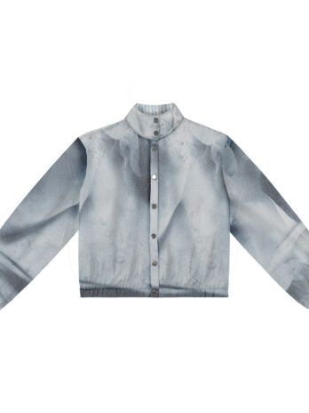 Bomber Cropped Estampado Meia Gola