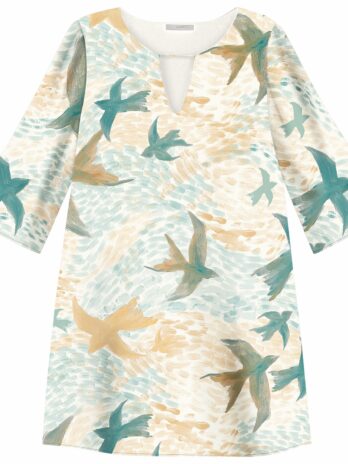 Vestido Curto Viscose Manga 3/4