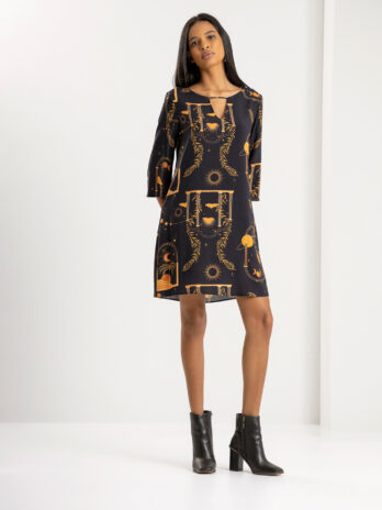 Vestido Curto Viscose Manga 3/4