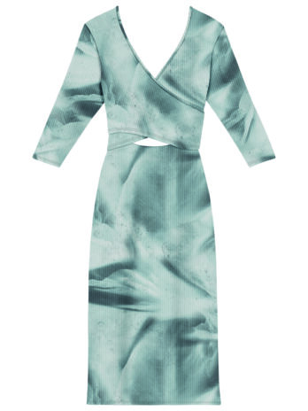 Vestido Midi Canelado Peito Cruzado C/ Abertura