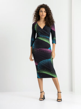 Vestido Midi Canelado Peito Cruzado C/ Abertura