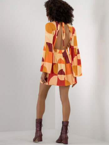 Vestido Midi Manga Flare Costas Descobertas