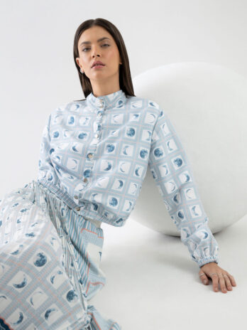 Bomber Cropped Estampado Meia Gola