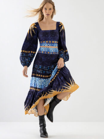 Saia Midi Evase Em Viscose